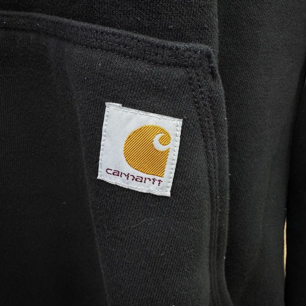 Carhartt K288 Hooded Logo Sweatshirt Black Size XL Tall Loose Fit EUC - Picture 4 of 10